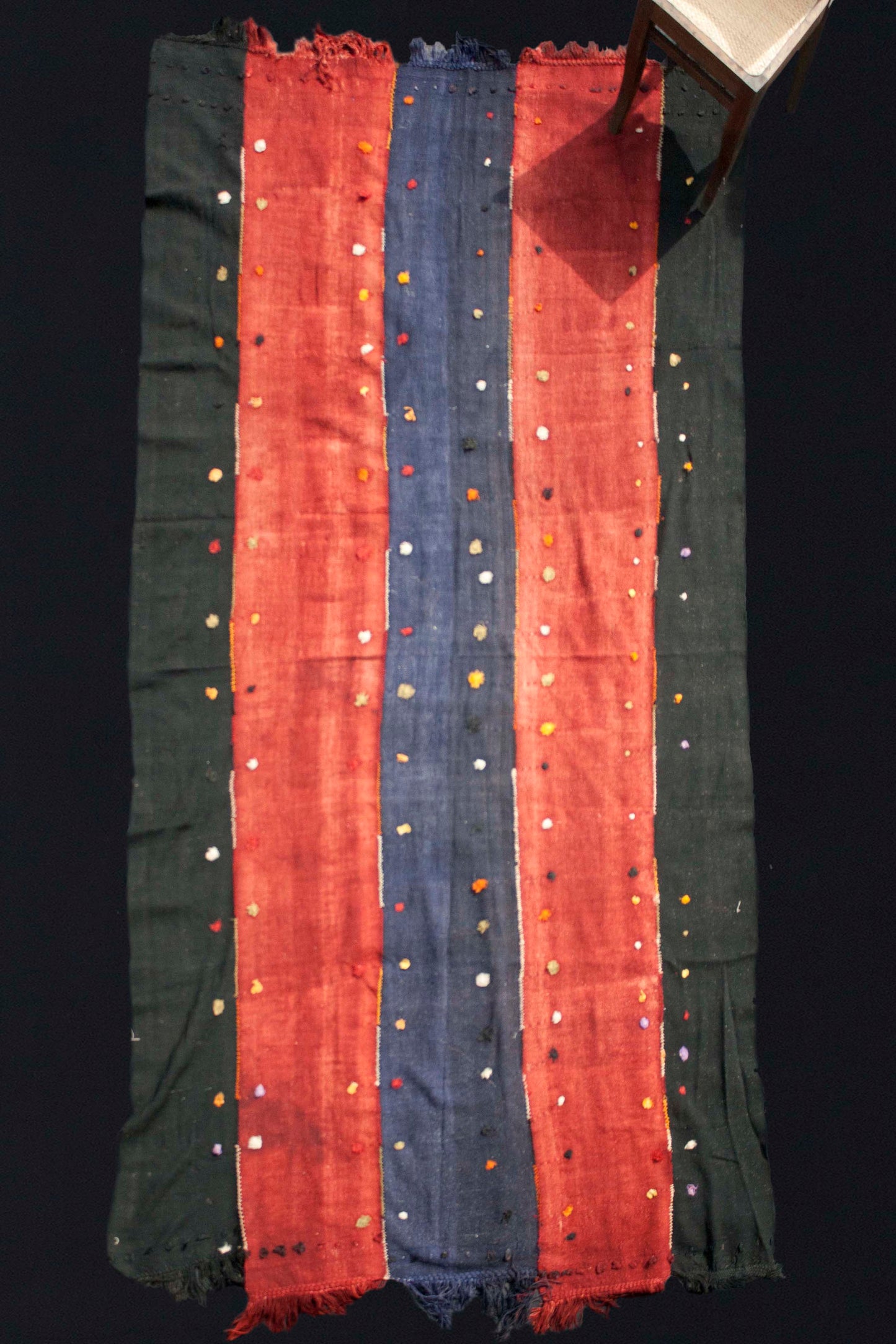 Blue, Red And Black Perde With Tufts ............. (6' 2" x 12')