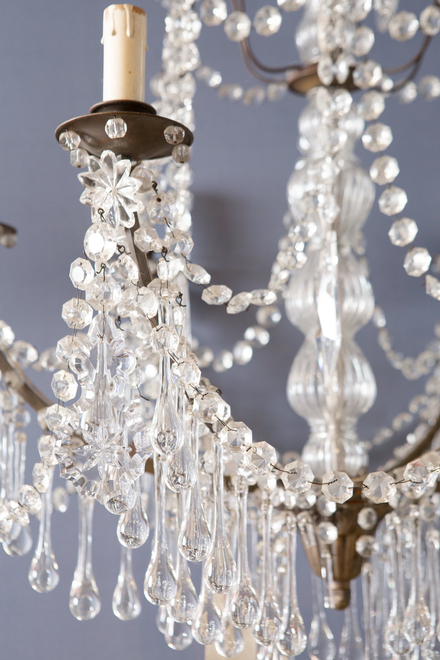 Italian Iron & Crystal Chandelier