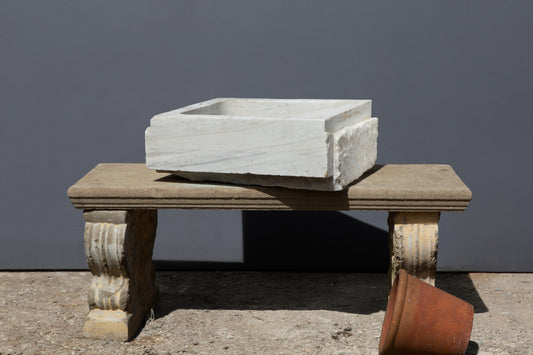 Early White Marble Greek Sink Carved from a Single Block