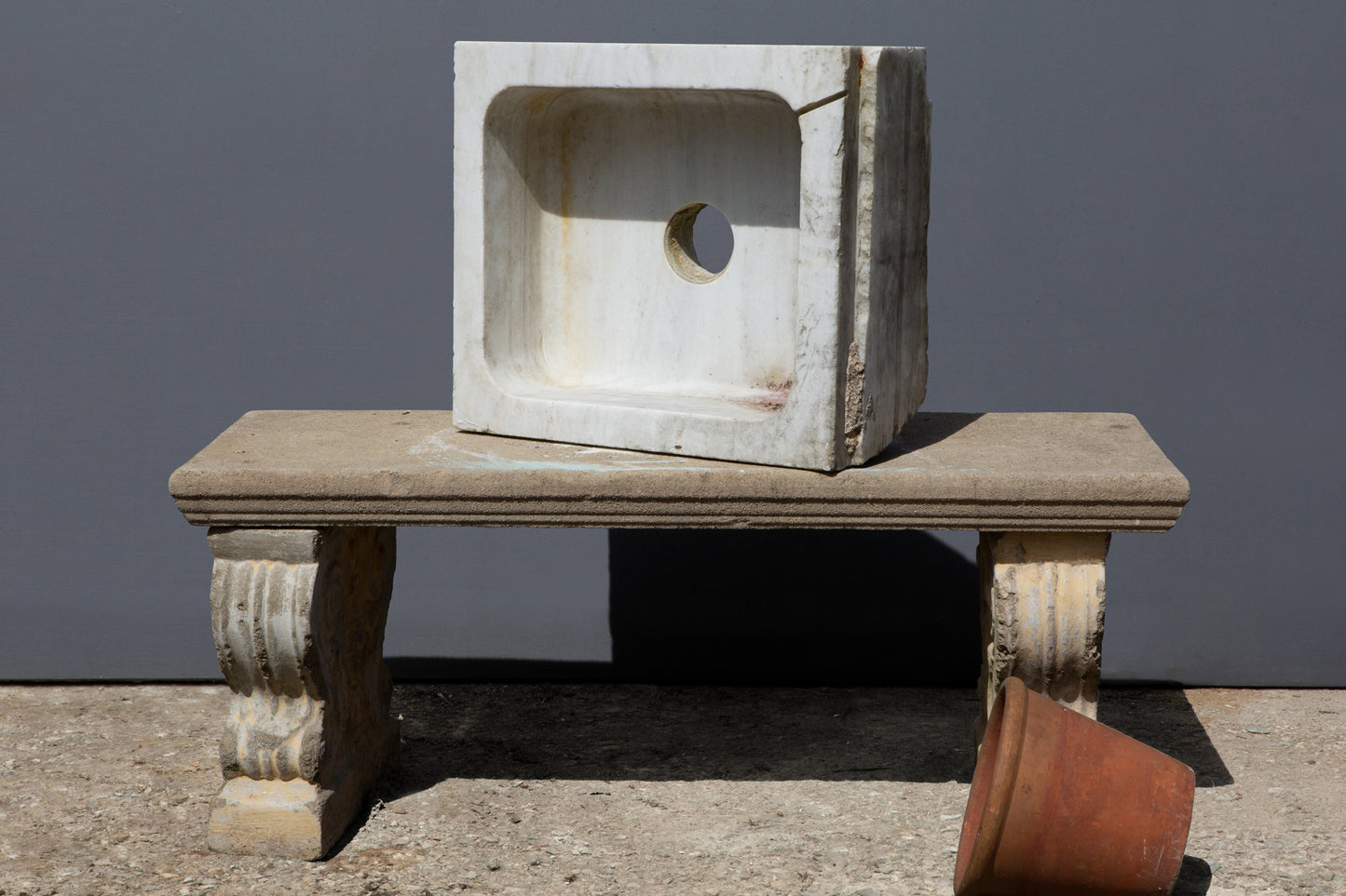 Early White Marble Greek Sink Carved from a Single Block