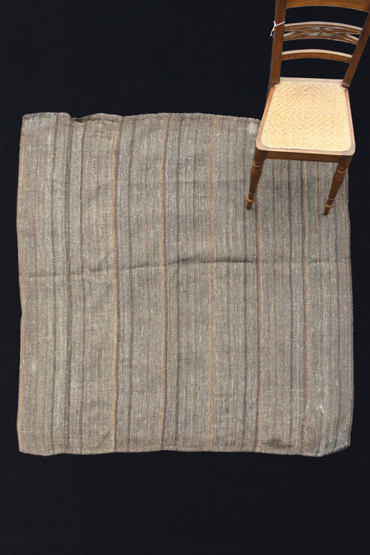 Bedouin Goat Hair Carpet with Thin Brown Stripes (5' 5" x 6' 4")