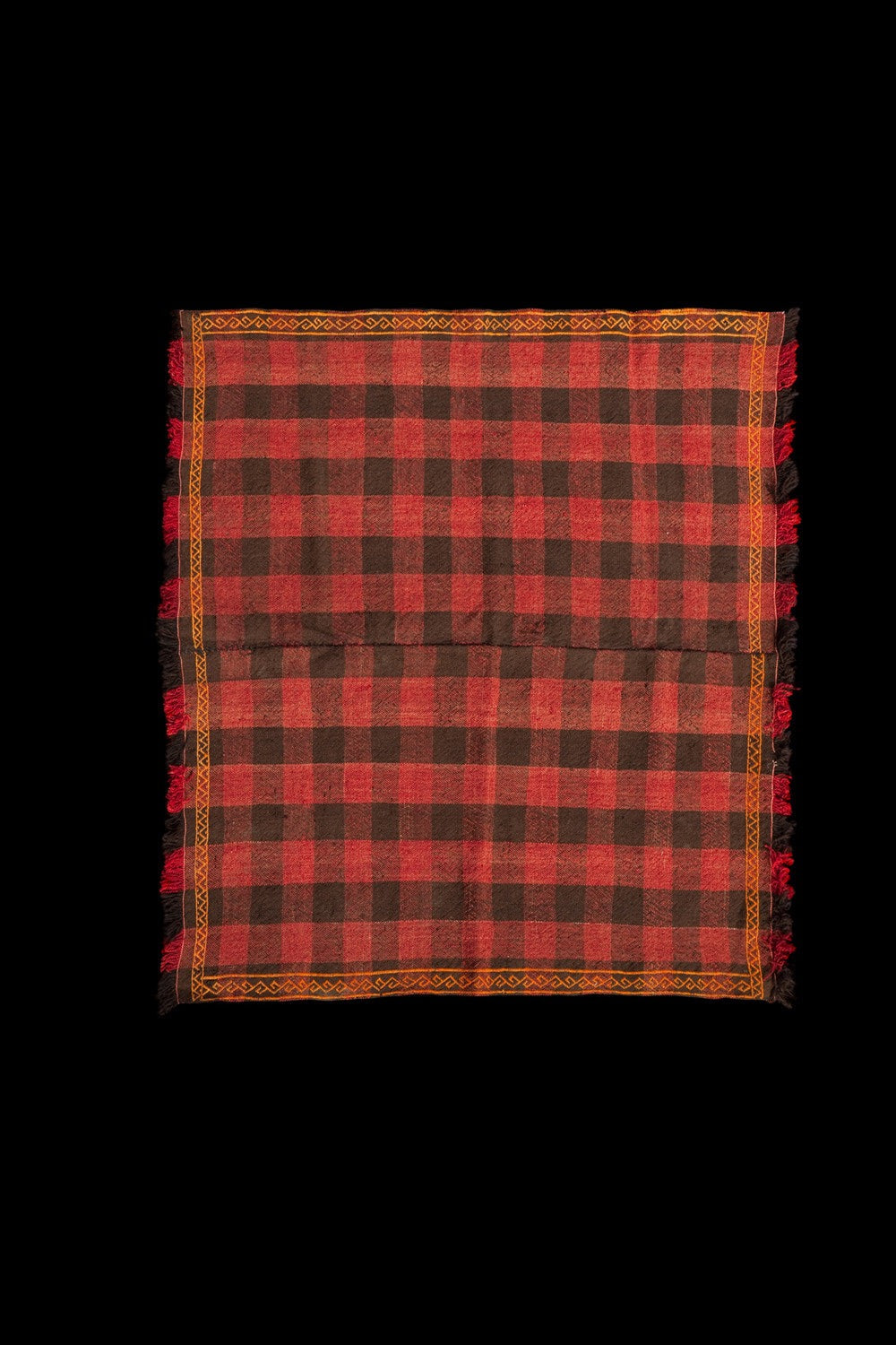 Sevas Red & Brown Check Picnic Carpet (3' 8'' x 3' 9'')