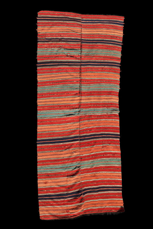 Long Heriz Kilim Stripe Carpet from Iran (4' 10" x 11' 6")